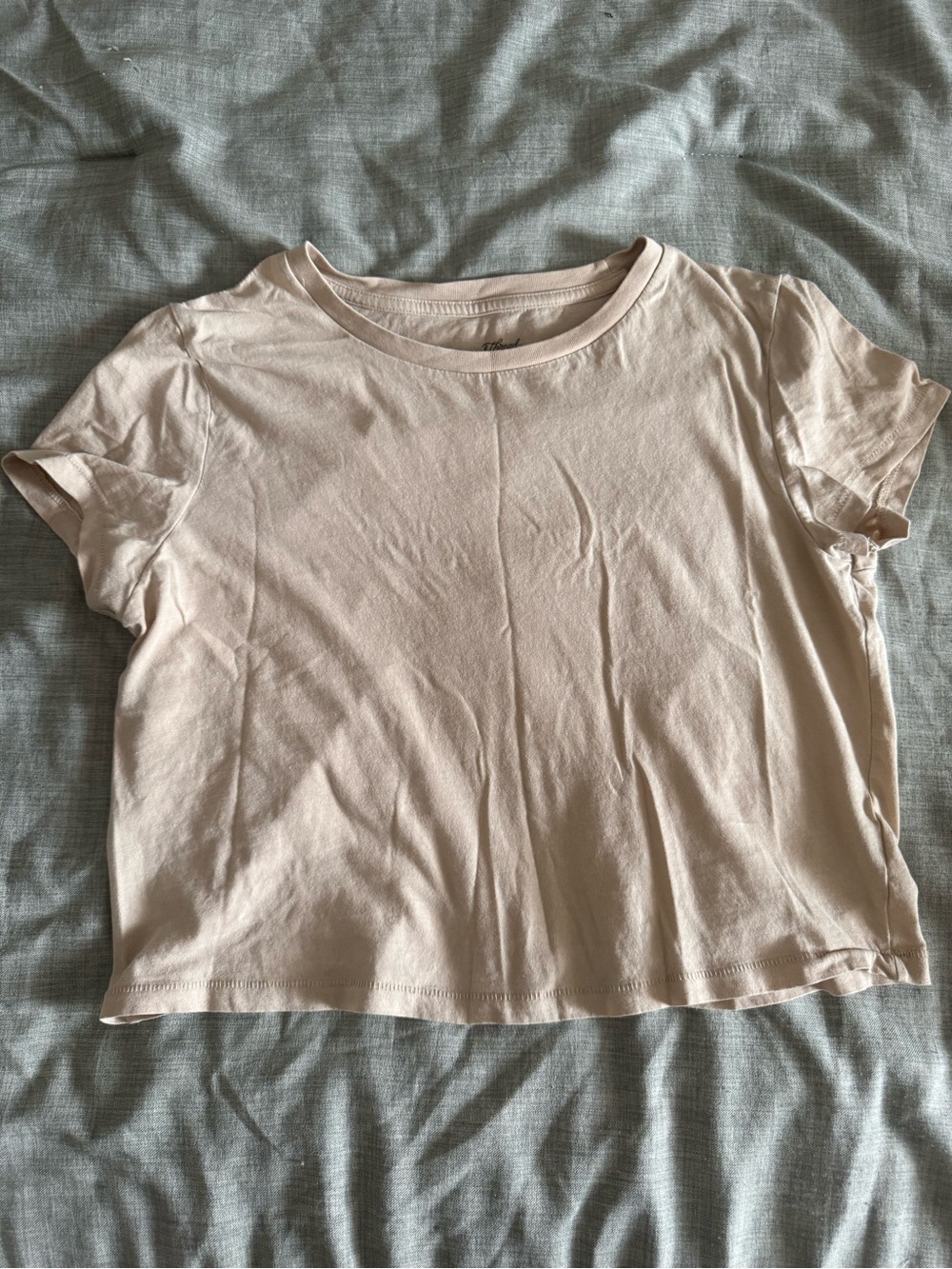 Universal Thread Boxy Cropped Tee Cream Beige Short Sleeve Crewneck Size S